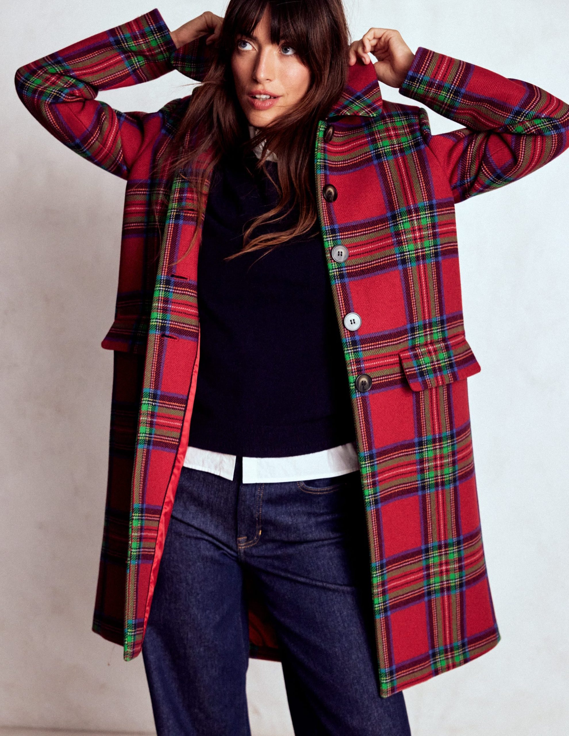 Edinburgh Swing Coat-Red. Blue and Green Check