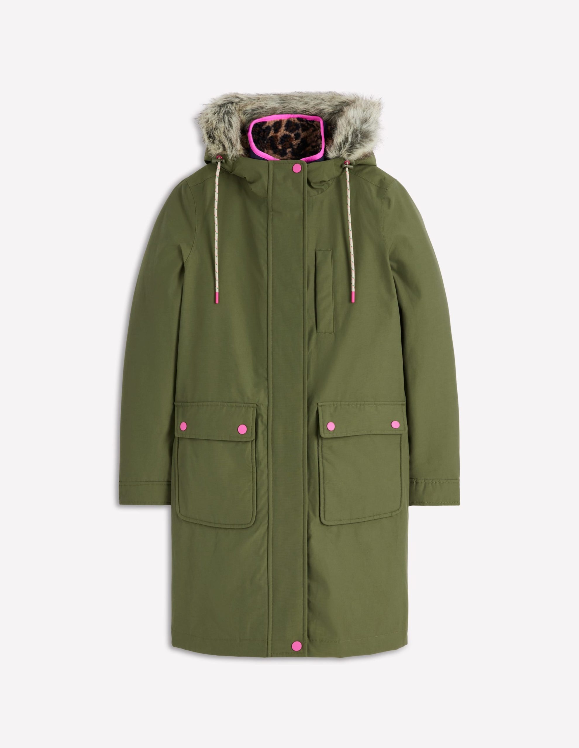 4-In-1 Hooded Parka-Green. Navy. Leopard Borg - Image 7
