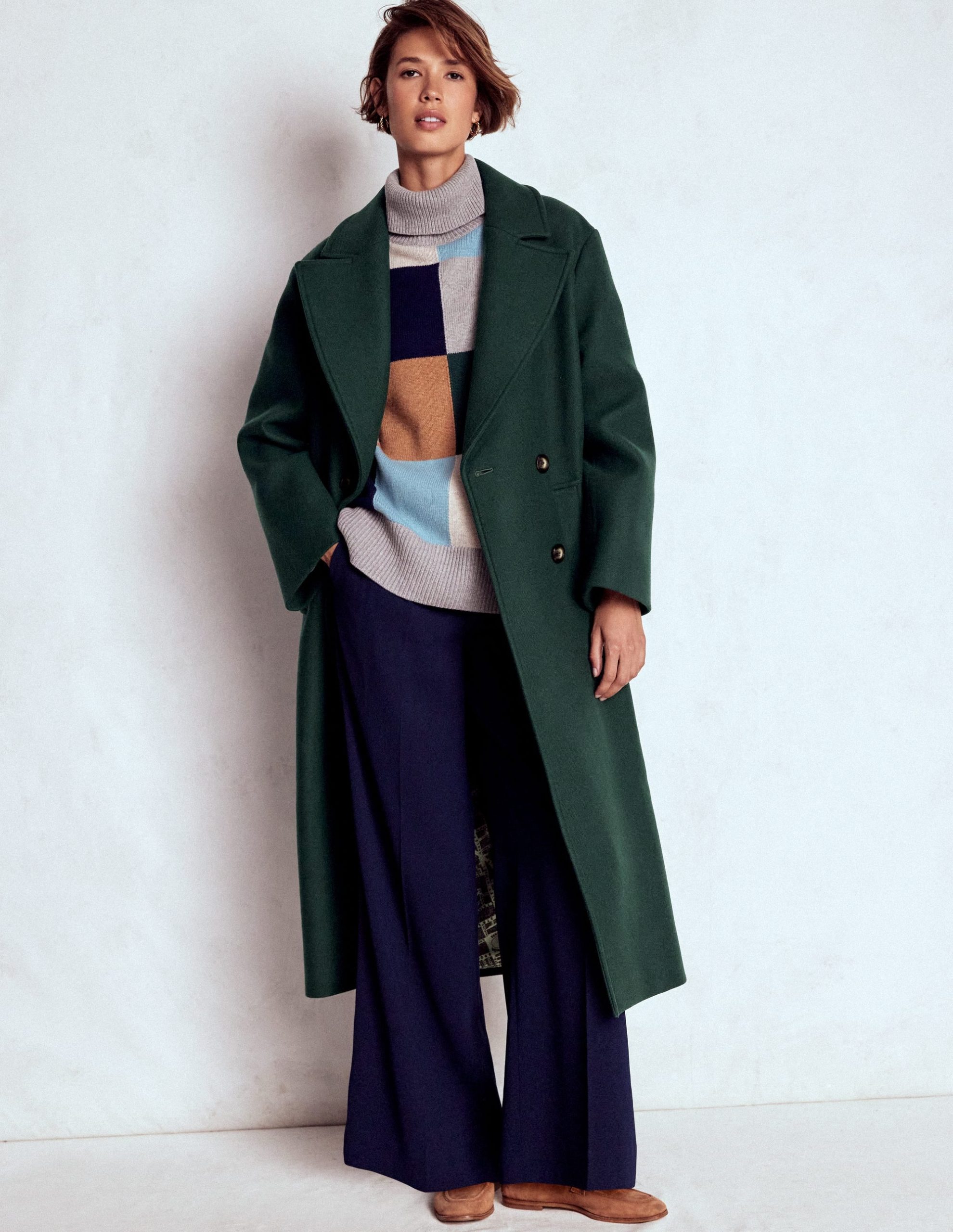 Cocoon Wool Coat-Emerald Night