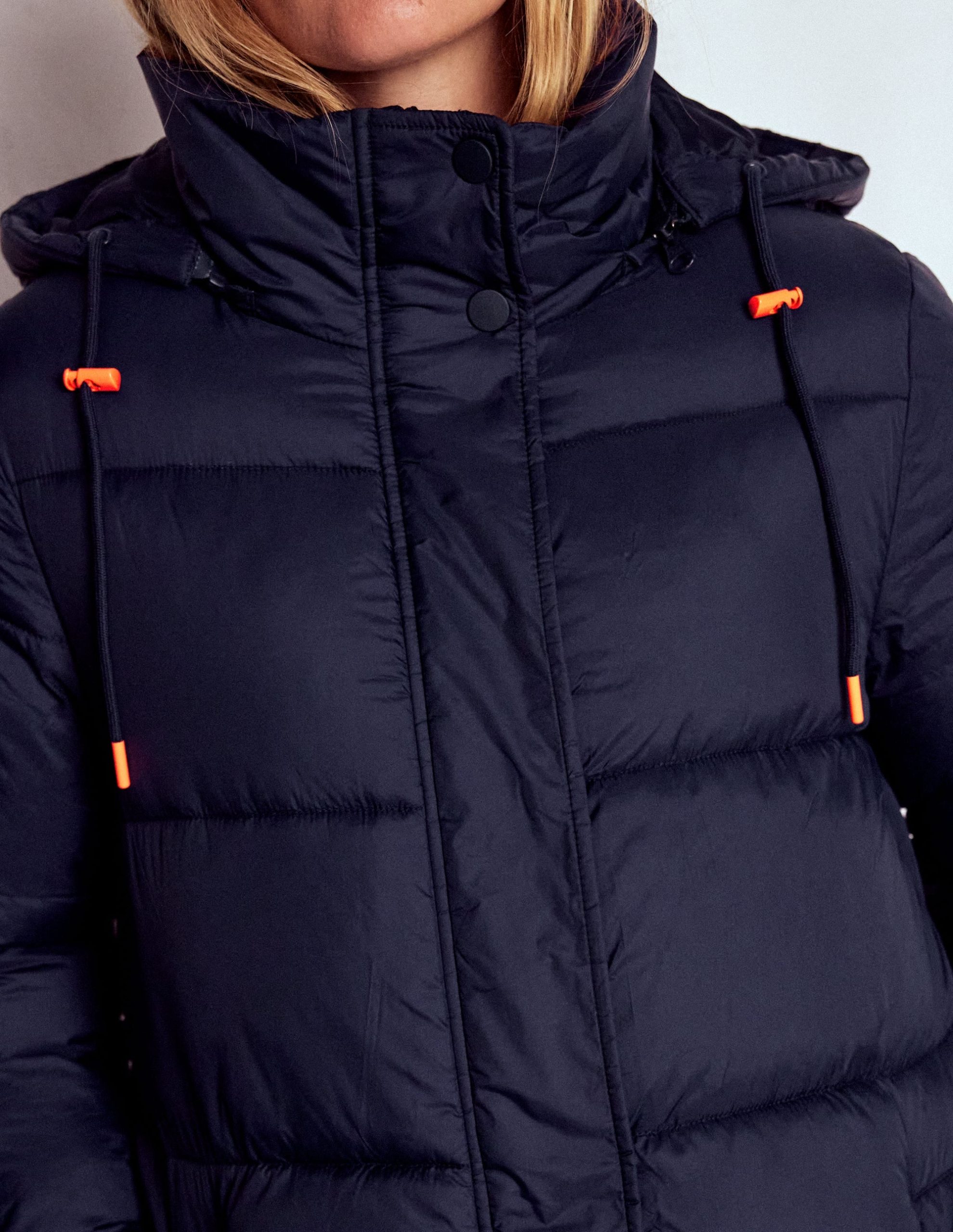 Longline Padded Coat-Navy - Image 2