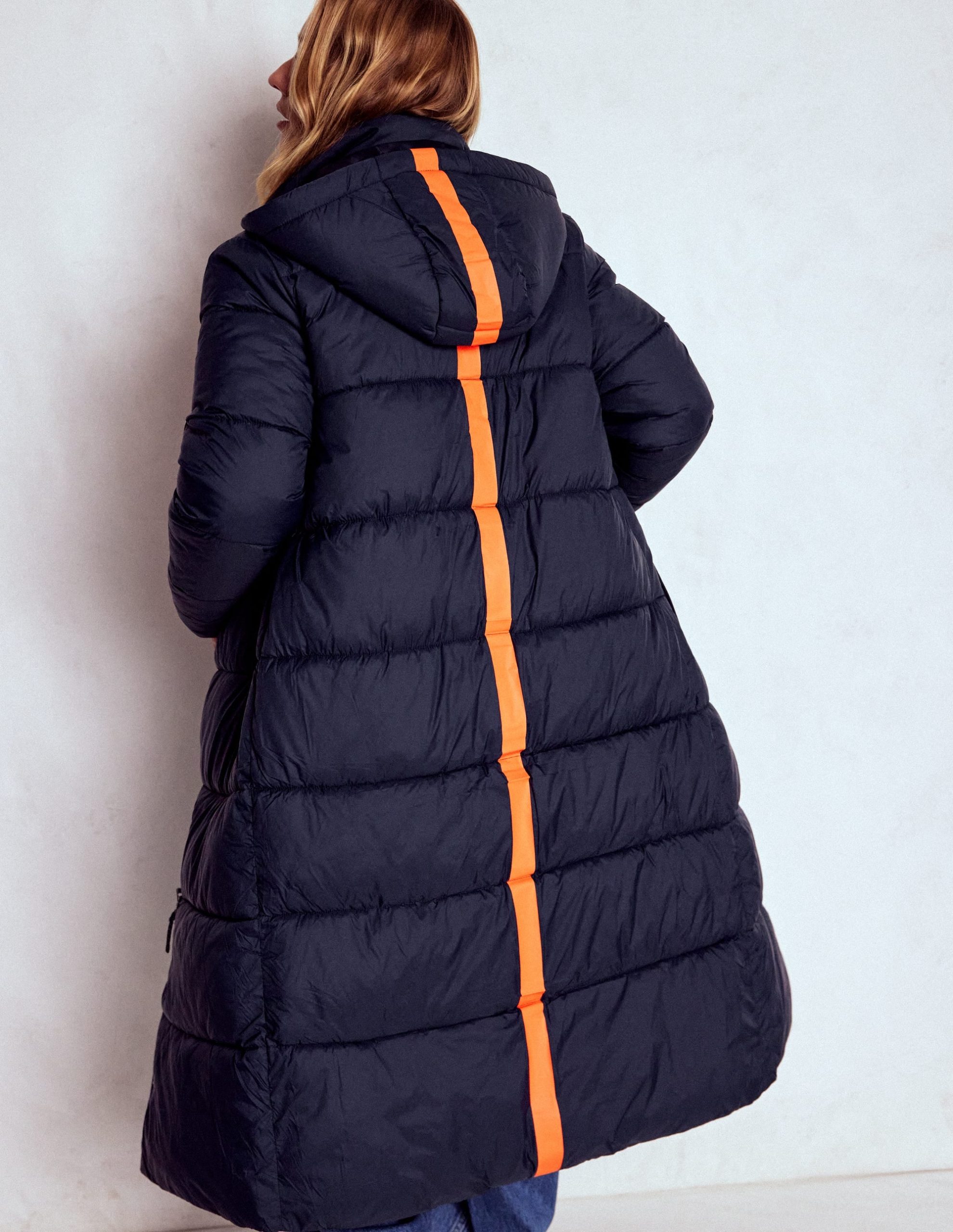 Longline Padded Coat-Navy - Image 3