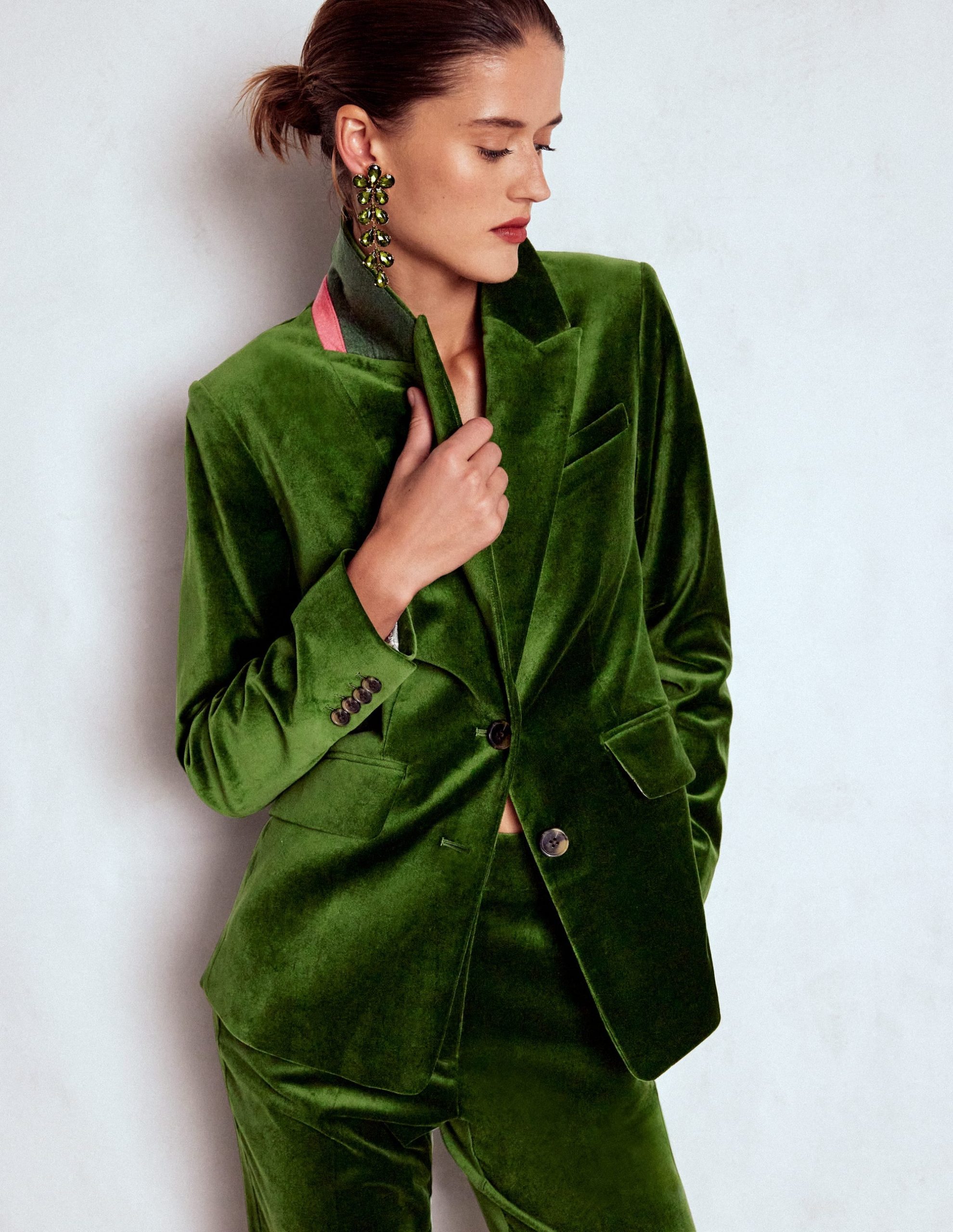 Stamford Velvet Blazer-Green Fir - Image 5