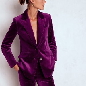 Stamford Velvet Blazer-Plum Jam