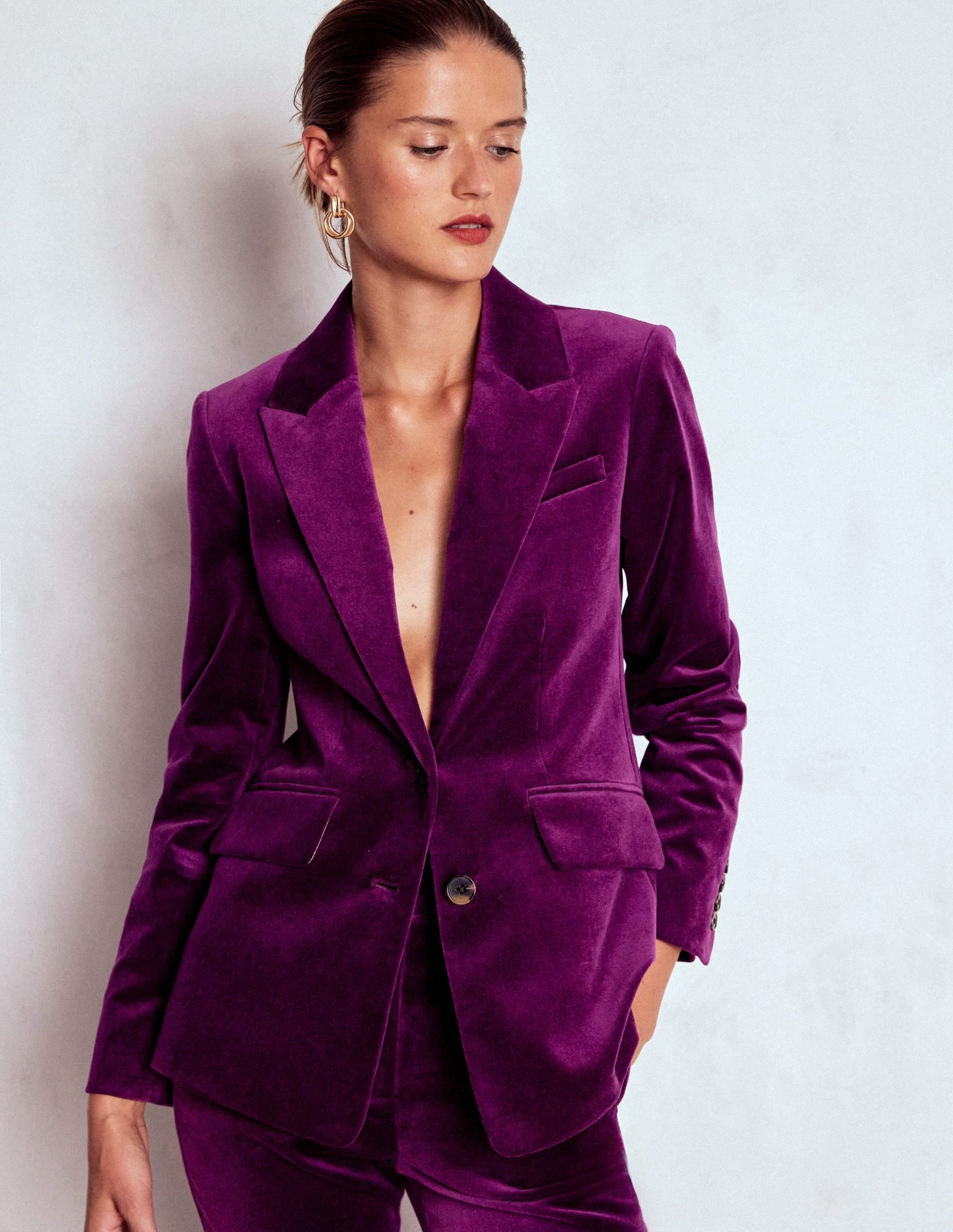 Stamford Velvet Blazer-Plum Jam - Image 5