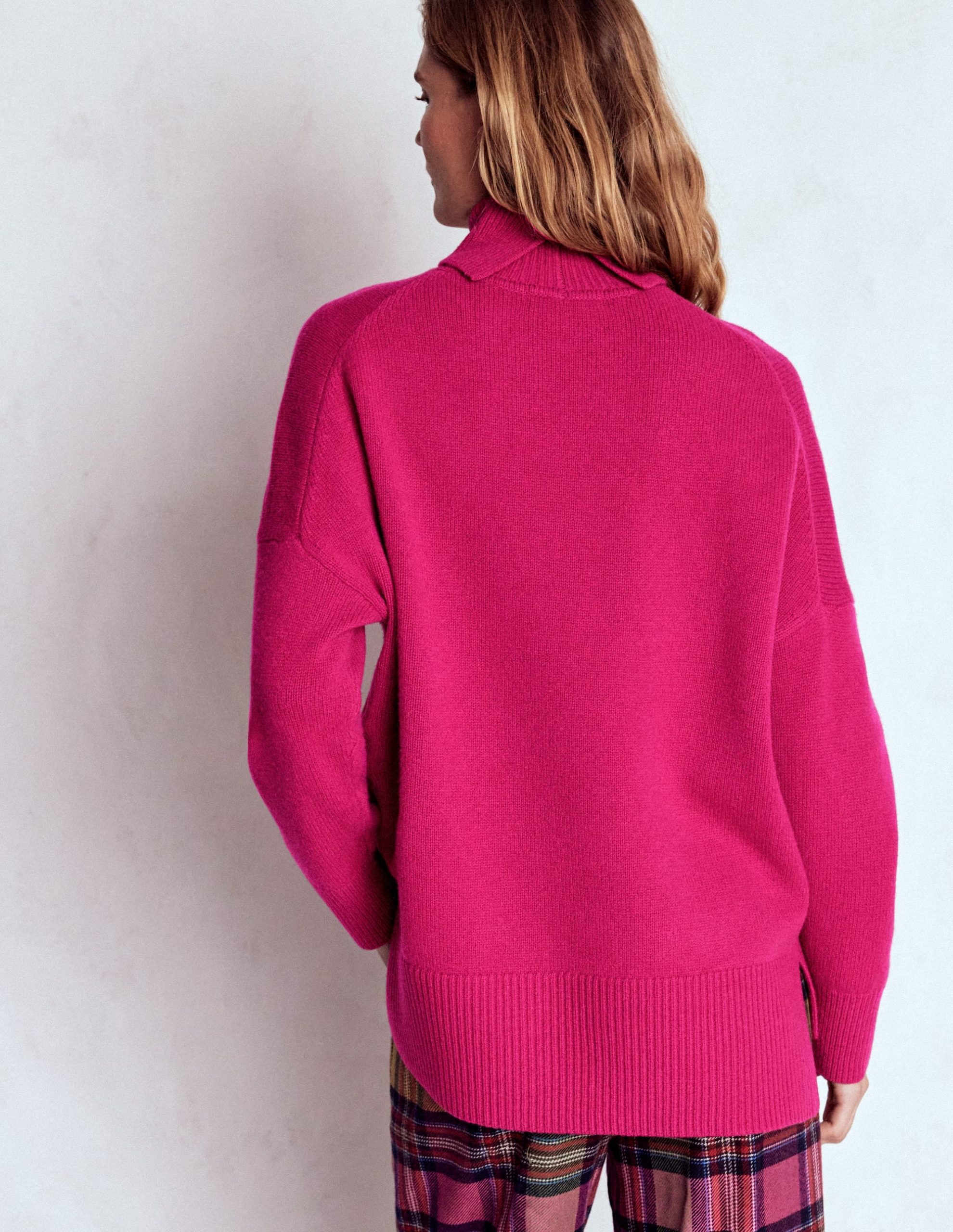 Polly Merino Roll Neck Sweater-Sorbet Pink - Image 3