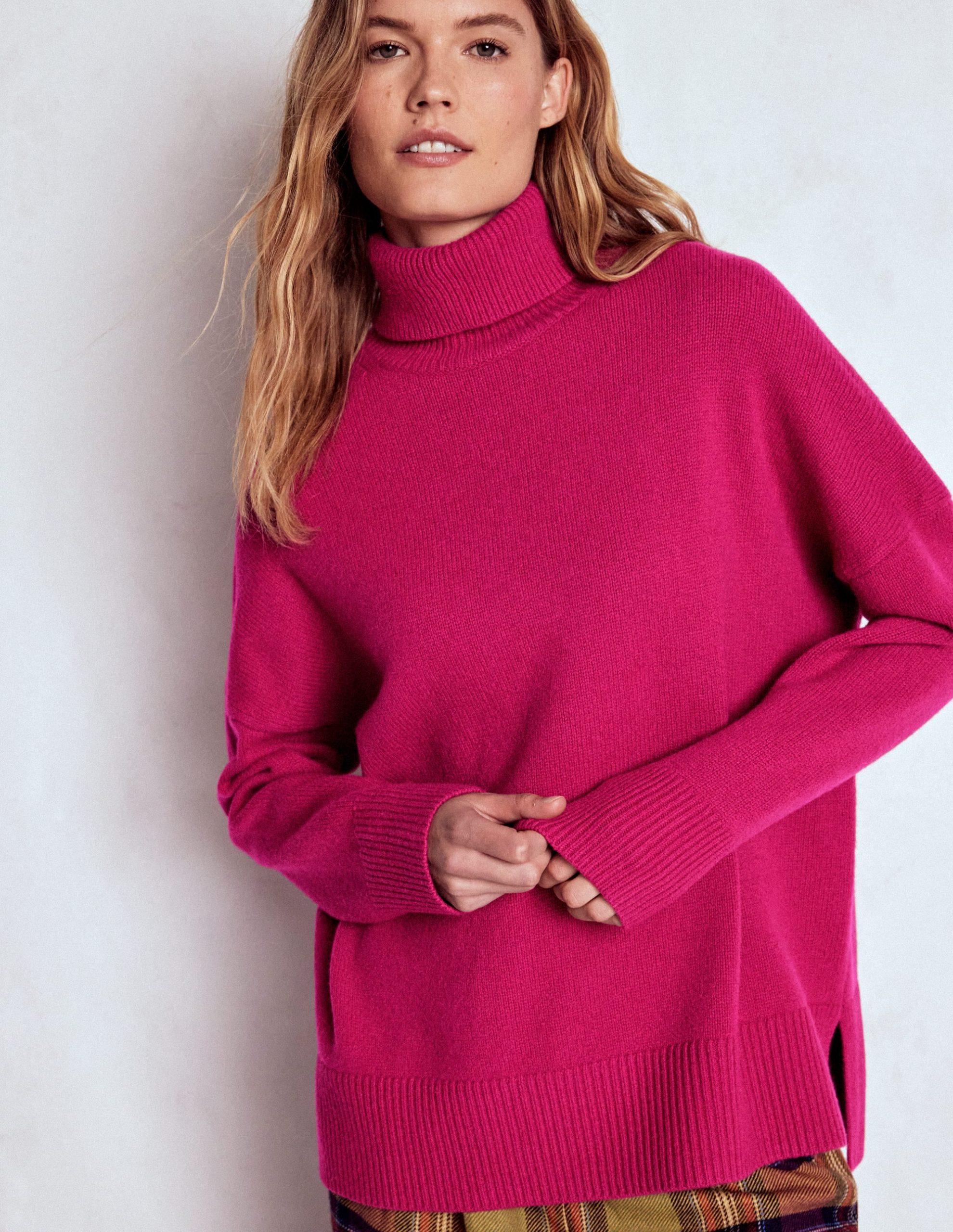 Polly Merino Roll Neck Sweater-Sorbet Pink - Image 4